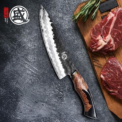 MITSUMOTO SAKARI 8 Inch Gyuto Chef Knife - Professional Japanese Kitchen Knives, Hand Forged 67-Layer 440C Damascus Steel, MapleWood Handle & Sandalwood Box