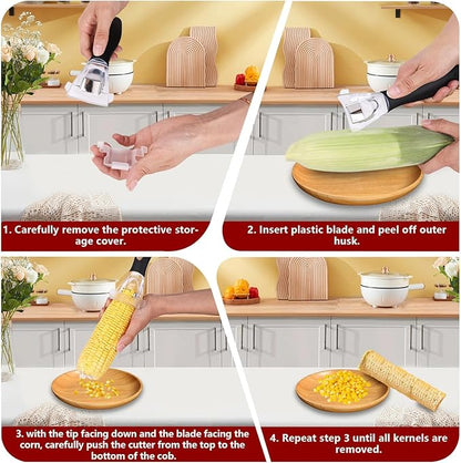 Corn Peeler, Corn Cob Stripper with Ergonomic Handle, Corn on the Cob Remover Corn Kernel Cutter #1114