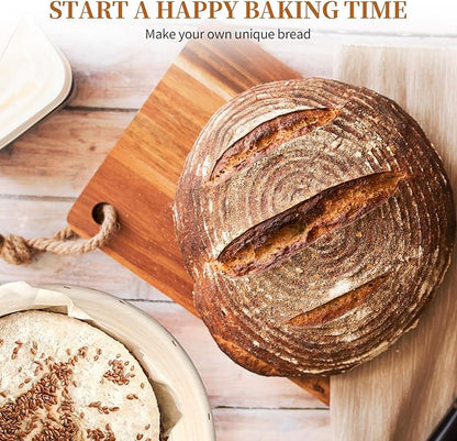 Banneton Bread Proofing Basket - 9 inch Banneton Basket Set of 2 Sourdough Proofing Basket Round Proofing Bowls Handmade Rattan Baskets and Liners