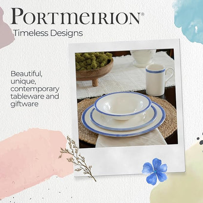 Portmeirion Potter's Brushstroke Dinner Plate (Set of 4) - 8" Earthenware Plates with Classic Brushstroke Rim - Microwave, Dishwasher, Freezer, Oven Safe - Ideal Modern Dinnerware Set (Blue)