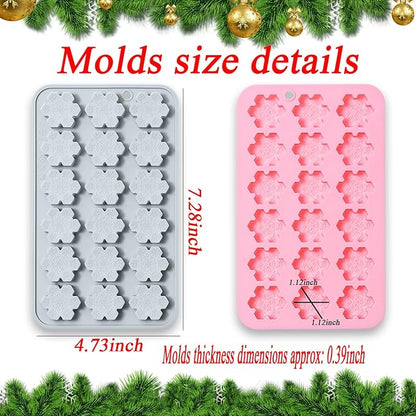 2 Pcs Snowflake Silicone Molds, 18-Cavity 3D Christmas Snowflake Chocolate Silicone Molds for DIY Christmas Winter Jello Candy Cupcake Fondant Baking Polymer Clay Decoration