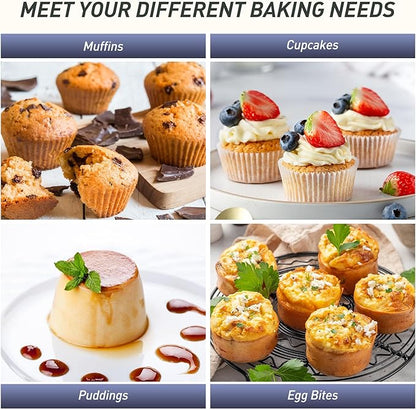 12 Cups Silicone Muffin Pan with Metal Reinforced Frame Regular Size Cupcake Pan Tray Egg Bites Silicone Rubber Cookie Molds Muffin Tin Baking Pans Tart Pan Not Stainless Steel Ceramic Aluminum