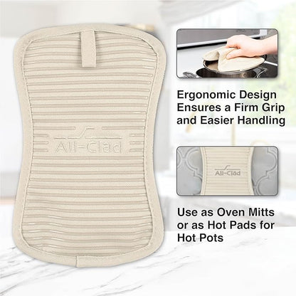 All-Clad Premium Pot Holder & Hot Pad: Heat Resistant to 500 Degrees - 100% Cotton, 10"x6.25" Hot Pad for Kitchen and Barbeque, (1-Pack), Almond