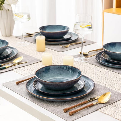 AmorArc Ceramic Dinnerware Sets,Handmade Reactive Glaze Stoneware Plates and Bowls Set,Highly Scratch Resistant | Dishwasher & Microwave Safe,Service for 8 Dishes Set (24pc)