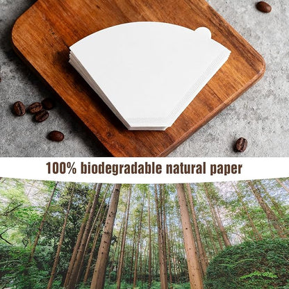 200 Count Cone Coffee Filters #4, White 04 Coffee Filters 8-12 Cup, Disposable Natural Paper Filters, No.4 Cone Filters For Ninja, Pour Over and Drip Coffee Maker