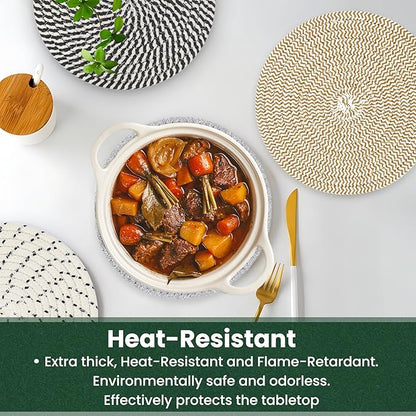 8 Inch Trivets for Hot Dishes, Hot Pots and Pans, Thick Heat Resistant Large Coaster for Kitchen, Hot Pads, Kitchen Essentials, Kitchen Decor for Table & Countertop with Storage Basket, 5 Pcs