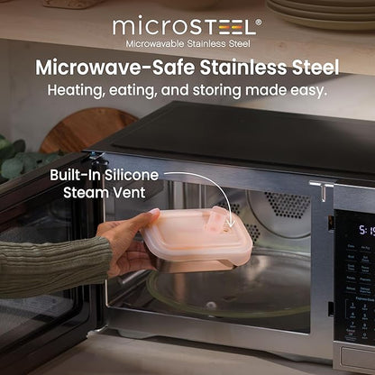 Bentgo MicroSteel Heat & Eat Container – Microwave-Safe, Leak-Proof, Easy-to-Clean, Lightweight Stainless Steel Reusable Food Storage with Airtight Silicone Lid (Snack Size; 2-Cup Capacity; Rose)