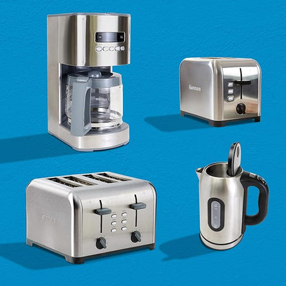 Kenmore Drip Coffee Maker - Programmable Cafe Machine With Glass Pot, Regular & Bold Brew, Auto Shut Off Large Water Reservoir, Reusable Filter, Kitchen Appliances For Cafeteria Barista, 12 Cup, White