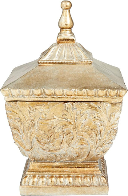 Deco 79 Polystone Solid Decorative Jars, 8" x 8" x 12", Gold