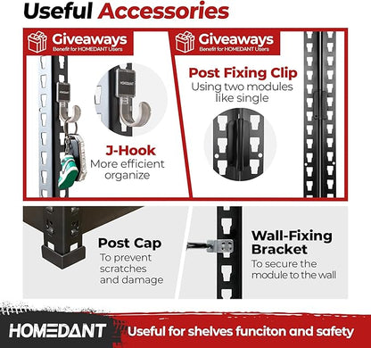 HOMEDANT 5-Tier Laminated Boltless Heavy Duty Metal Shelving Unit Adjustable Garage Storage Utility Rack Shelves Organization Multipurpose Shelf Warehouse Industrial 39.8" W x 18.2" D x 71.3" H 3Pack