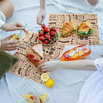 Outus 600 Pcs 8 x 10 inch Deli Wax Paper Sheets Grease Resistant Tray Basket Liners Newsprint Paper Water and Grease Proof Sandwich Wrapping Square Hot Dog Wrappers for Food Baking(Brown)