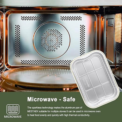 13"x 8.9" 7.5LB Sturdy Aluminum Foil Pans with Lids and Handle (5 Pack), 2X Thicker Heavy Duty, Dishwasher, Reusable Microwavable for Cooking, Baking, Reheating, Freezer, Oven, Recyclable