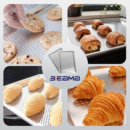 6 Pack Full Size 18" x 26" Aluminum Baking Sheet Pan Perforated, Commercial Bakery Equipment Cookie Sheets, NSF Approved Baking Tray