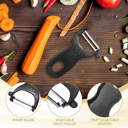 uxcell Vegetable Peeler Set, 4.5 Inch Stainless Steel Potato Peeler for Apple Fruits Black