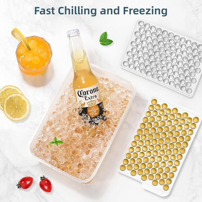 WIBIMEN Mini Ice Cube Trays, Small Tiny Round Pebble Crushed Nugget Ice Trays for Freezer with Lid - Chilling Drinks Coffee Juice(4 Pack/0.55In - White)