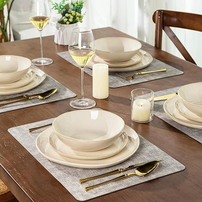 AmorArc Ceramic Dinnerware Sets,Handmade Reactive Glaze Stoneware Plates and Bowls Sets,Highly Chip and Crack Resistant | Dishwasher & Microwave Safe Dishes Set,Service for 6 (18pc)