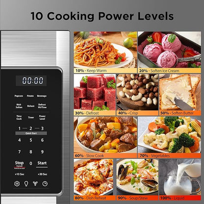 BLACK+DECKER Over the Range Microwave Oven with Vent and One-Touch Auto Cooking, 1.7 cu. ft. OTR Over Stove Microwave, Stainless Steel, 1000 Watts, EM044K6CE-SS