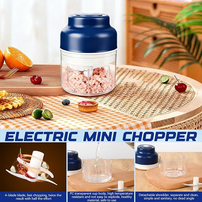 Electric mini garlic mincer set,2025 new small garlic mincer, electric food chopping tool, USB charging, wireless vegetable grinder, suitable for ginger, pepper, fruit(250ml)