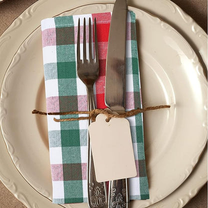 Urban Villa Cloth Dinner Napkins Set of 12 Highly Absorbent Soft Premium Dinner Napkins 20x20 Inches, Hotel Quality Reusable & Washable Table DinnerNapkins for Home (Christmas Buffalo Checks)