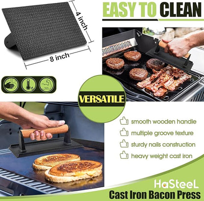 HaSteeL 16PCS Griddle Accessories Set, Stainless Steel Flat Top Grilling Tools Kit with Enlarge Spatula Scraper Basting Cover Burger Press for Outdoor Barbecue Teppanyaki Cooking, ABS Handle