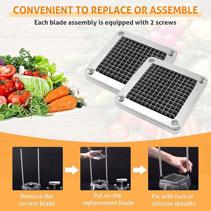 WICHEMI Replacement Chopper Blade 1/4" Blade Commercial Vegetable Chopper Stainless Steel Onion Chopper Dicer Blades and Pusher Block for Tomato Dicer French Fry Cutter (2 Pack)