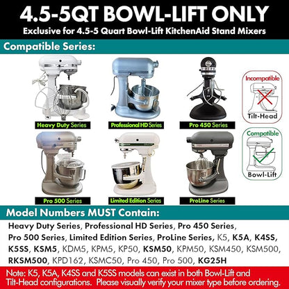 Heavy Duty Whisk Attachment for KitchenAid 5QT Bowl-Lift Stand Mixers- Extra Thick Stainless Steel Wire Whip for Fast Whipping, Perfect for Large Batches, Dishwasher Safe