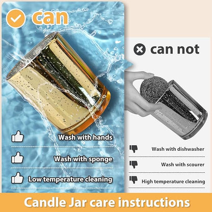 Thick Candle Jars for Making Candles 16 Pcs, 7 OZ Empty Jars with Wood Lids for Candle Making, Sample Container, Gold