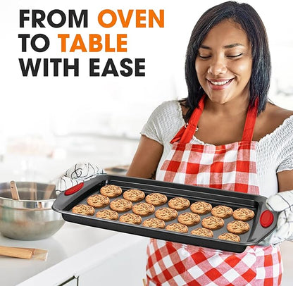 Cheer Collection Baking Pan Set – 3 Piece Non Stick Bakeware Set for Oven, Non Toxic Baking Trays for Cooking, Large Oven Pans, Durable Baking Sheets for Roasting, Cookies, and More