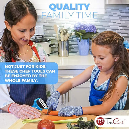 5-Piece Kids Knife Set | Real Stainless Steel Cooking Knives with Peeler, Serrated Blade & Storage Stand | Safe, Easy-Grip Design – Fun Junior Chef Set for Boys & Girls (5 pcs, Blue)