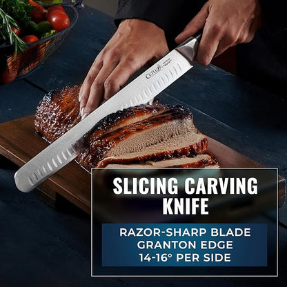 Cutluxe Butcher Knife Set – BBQ Brisket, Breaking & Boning Knife – Slicing Carving Knife Set for Meat Cutting, Ultra Sharp German Steel, Full Tang, Ergonomic Handles – Artisan Series