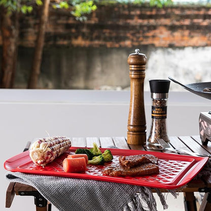 LEHAHA Grilling Prep and Serve Trays, BBQ Serving Platter, Melamine Serving Trays for Food, Set of 2, Great Gift for Father's Day, BBQ Lovers, Prefect for Chrismas Festival and Everyday use.