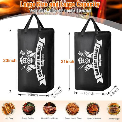 Upgraded BBQ Blanket for Resting Meat - Smoker Accessories Brisket Blanket - Insulated Meat Resting Bag with Wide Mouth for Steak/ Pork Shoulder/ Turkey - Thanksgiving Christmas Stocking Stuffers Birthday BBQ Accessories Grilling Gifts for Men Dad(21inch)