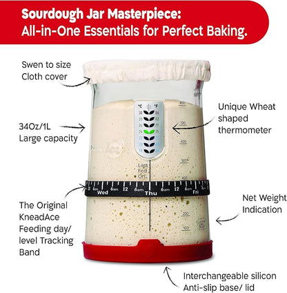 KNEADACE Bread Lame & Sourdough Starter 34oz Pro Jar Double Pack