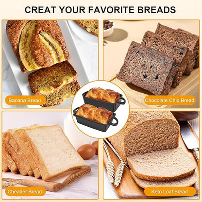 Cast Iron Loaf Pan with Lid | 9×5 Inch Bread Baking Pan | Even Heat Distribution for Perfect Homemade Bread, Cake, Meatloaf | Durable 2 Piece Set for Baking Enthusiasts Black