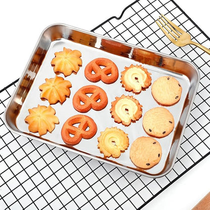 Baking Sheet Set of 4, Stainless Steel Cookie Sheet Pan,Stainless Steel Baking Pan Oven Tray, Mirror Finish,Heavy Duty, Easy Clean & Dishwasher Safe,9/10/12/16 Inch