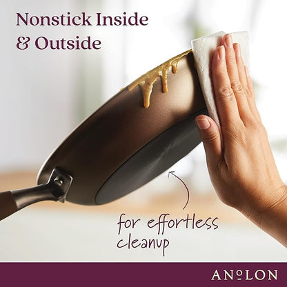 Anolon Advanced Home Hard Anodized Nonstick Cookware/Pots and Pans Set, 9 Piece - Bronze