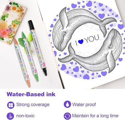 72 Colors Acrylic Paint Pens, Dual Tip Acrylic Paint Markers for Paper, Wood, Canvas, Stone, Rock Painting, Glass, Fabric, DIY, Ceramic, Art Supplies for Kids and Adults Drawing (Dot + Fine)