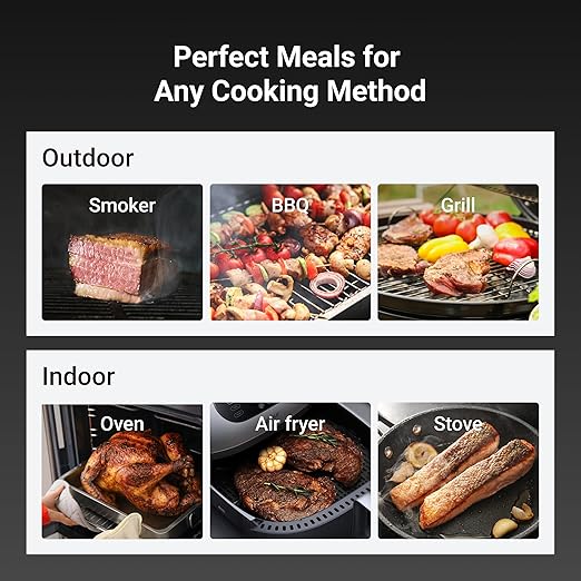 ThermoMaven Smart Bluetooth Wireless Meat Thermometer, 10X Enhanced Sub-1G Signal and Stability, Standalone Display Base, Certified Accuracy ±0.5°F, WiFi Unlimited Range for BBQ, Oven, Smoker, Grill