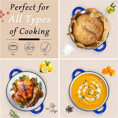 Romswi Enameled Cast Iron Dutch Oven Set - 3qt & 5.5qt Dual Combo - 7-Layer Professional Grade Dutch oven pot with lid - Oven Safe for Braising, Stews, Roasting, Bread Baking - Blue Bread Dutch Oven