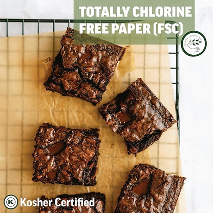 Zenlogy 8x8 Parchment Squares (200 sheets) - Unbleached, Non-stick, Pre-cut Parchment Paper - Fits 8x8 Brownie Square Pans and Toaster Oven Trays, and Air Fryer - Great for Wraps, Baking, Roasting
