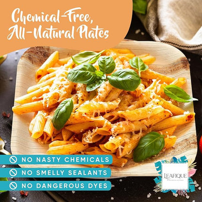100% Natural 10” Palm Leaf Square Plate (200 Pack), Compostable & Biodegradable Dinnerware for Catering, Birthdays, Halloween, BBQs, Thanksgiving, Alternative to Paper & Bamboo Plates Disposable