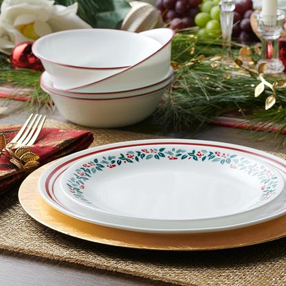 Corelle Vitrelle 18-Piece Service for 6 Dinnerware Set, Triple Layer Glass and Chip Resistant, Lightweight Round Plates and Bowls Set, Logan