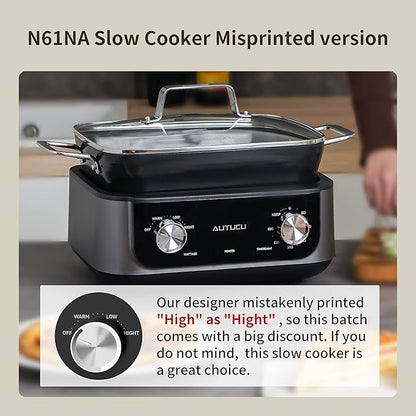 7-Quart Slow Cooker | PFOA-Free Ceramic Coating, Dishwasher Safe Oven Safe to 450°F, Perfect for Large Families, Entertaining (With Timer)