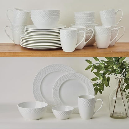 Mikasa Trellis Bone China Lightweight Chip Resistant 40 Piece Dinnerware Set, Service for 8