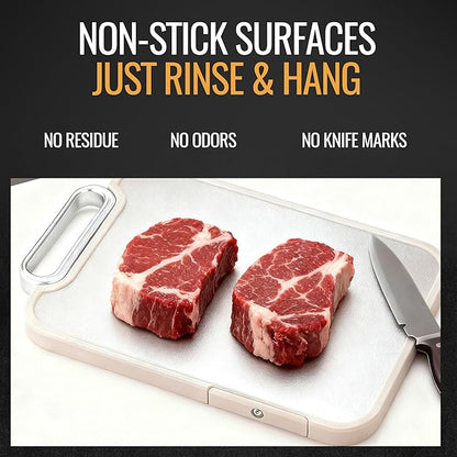Titanium Cutting Board for Kitchen – Dual-Sided Pure Titanium & PP Surface, Non-Slip, Rust-Proof, Odor Resistant, Dishwasher Safe Premium Chopping Board for Meat & Vegetables