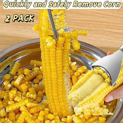 Corn Peeler 2PCS Stainless Steel Corn Peeler and Stripper Tool Set 2025 Corn Planer Cutter Thresher Scraper,Peel Corn Cob Separator Quick