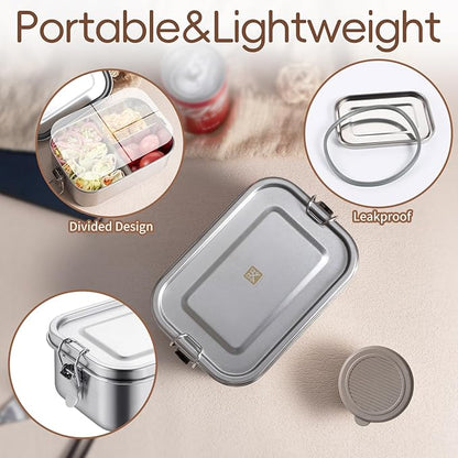 GOLDEN KEY Stainless Steel Lunch Box for Kids,BPA Free Bento Box for Kids with Leakproof Condiment Container,3 Compartment Bento box for School and Eating Out,Freezer & Dishwasher Safe(Brown)