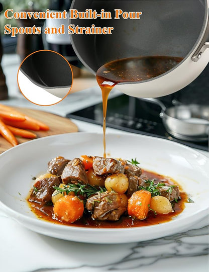 ChefRobot Nonstick Ceramic Cookware Set Healthy Pots And Pans Set Induction Kitchen Cookware sets Non Toxic Pots And Pan Set,PFOA ＆ PTFE Free (18 pcs)