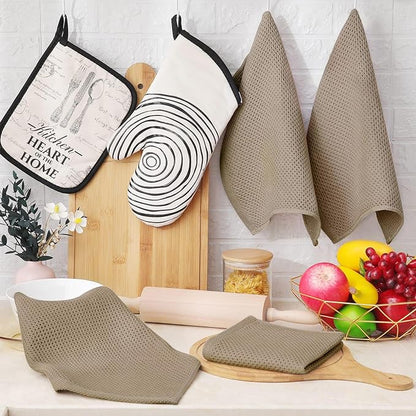 Homaxy 100% Cotton Waffle Weave Kitchen Dish Cloths, Ultra Soft Absorbent Quick Drying Dish Towels, 12 x 12 Inches, 12-Pack, Tan