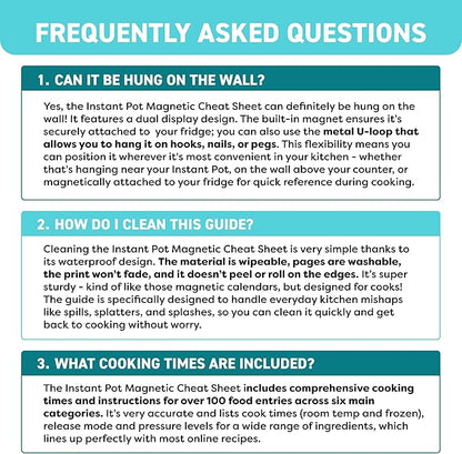 Instant Pot Magnetic Cheat Sheet Magnet - Instant Pot Accessories - Cookbooks Pressure Cooker Cooking Guide - 7”x 6” Instapot Booklet - Instantpot Cooking - Kitchen Gifts for Women - Kitchen Gadgets